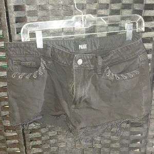 PAIGE Distressed Black Jean Shorts